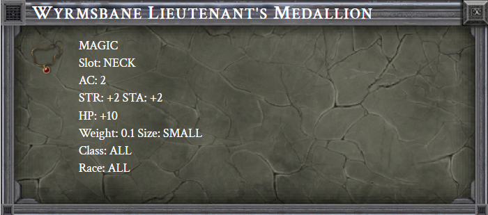 WYRMSBANE LIEUTENANT'S MEDALLION item card